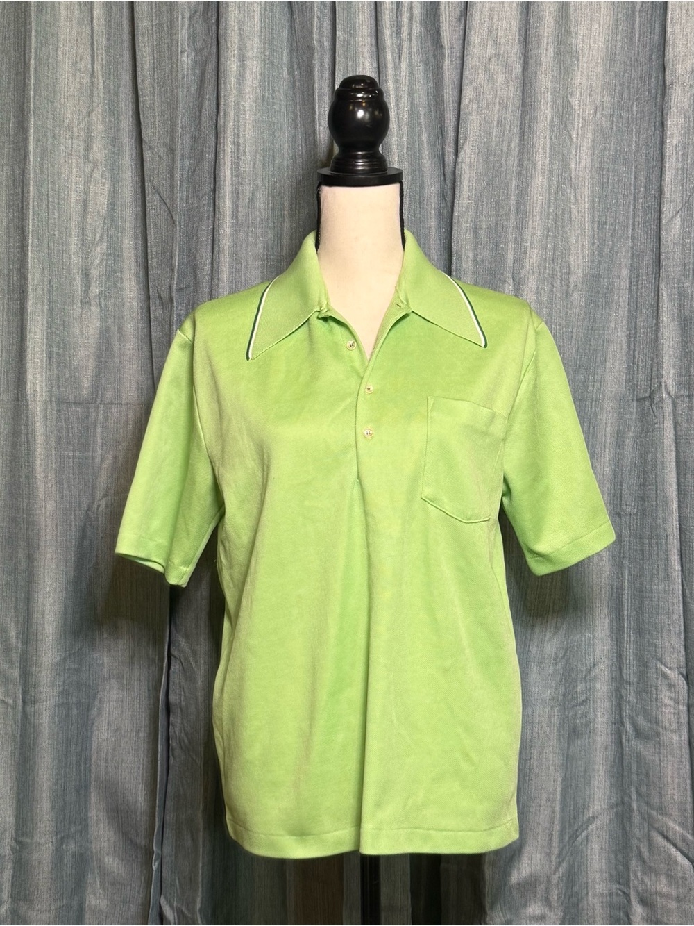 Jantzen Men's Short-Sleeve Polo in Lime Green with Contrast Piping
